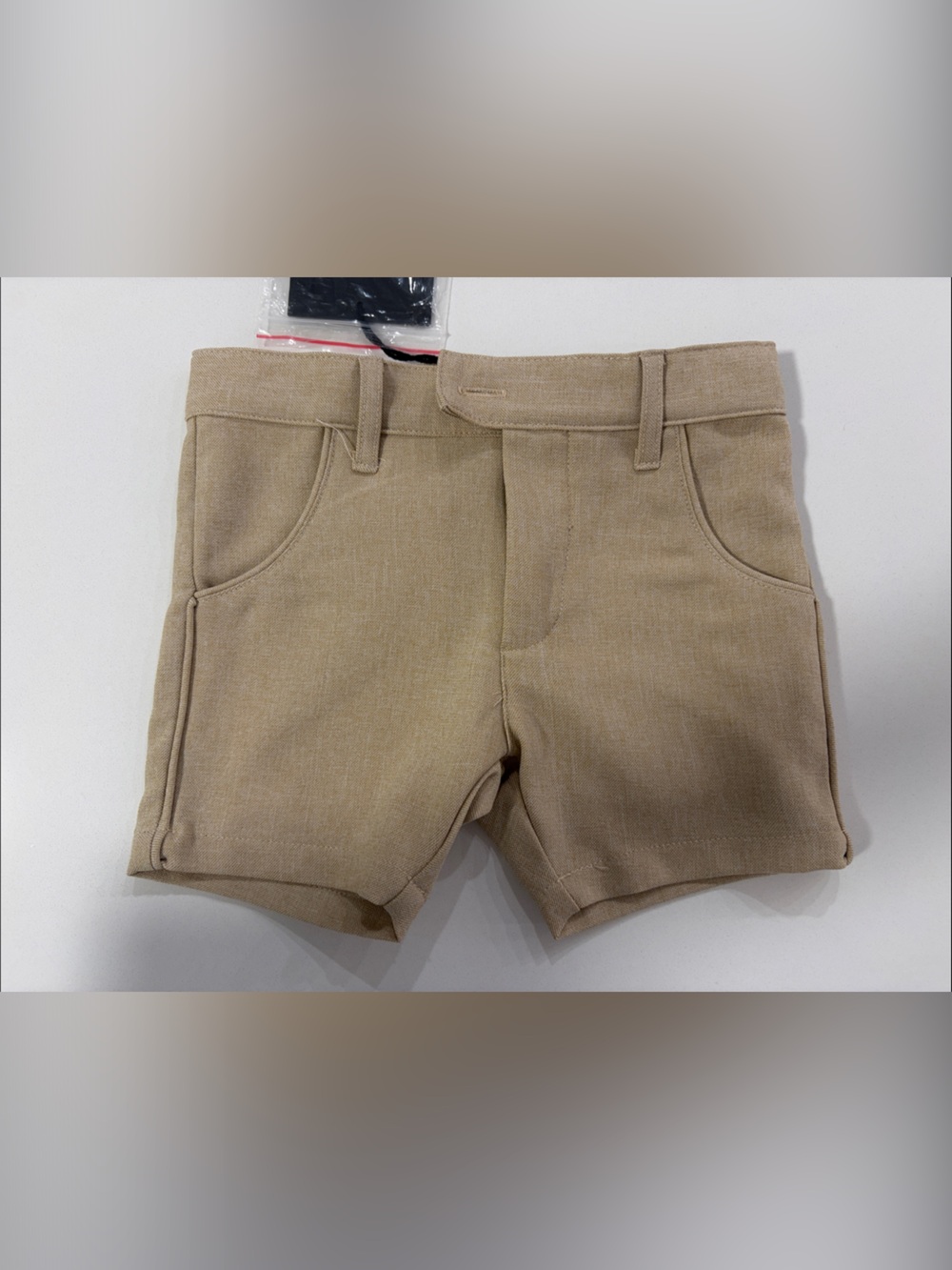 Kids' Formal Tan Cotton Blend Shorts